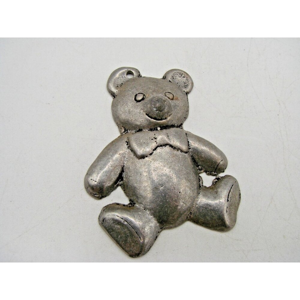 3 Vintage Metal Silver Pewter Jewelry Pieces Bear Angel Hummingbird Crafts Melt - Picture 3 of 10